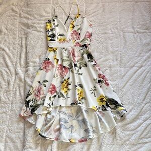 Lovely Day Floral Dress with Pink and Yellow Accents